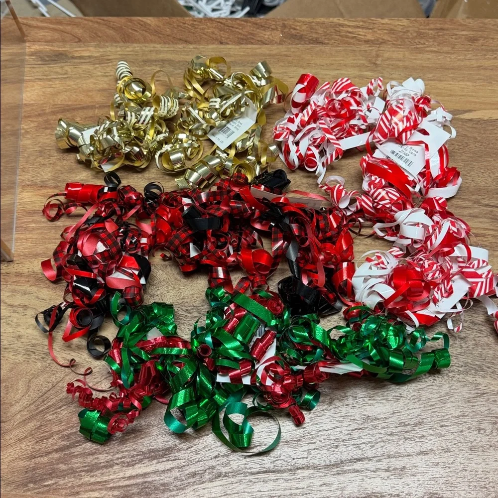 NWT 11 Pk Curly Self Adhesive Gift Bows: Holiday Assortment